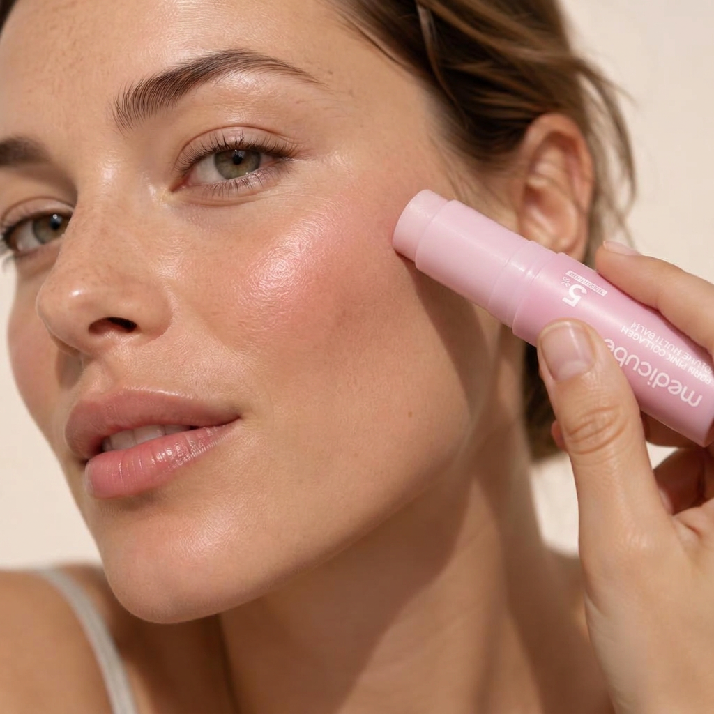 Applying the balm to cheeks